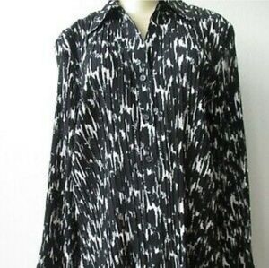 Fred David Woman Button Down Blouse Black White Sz 22/24W